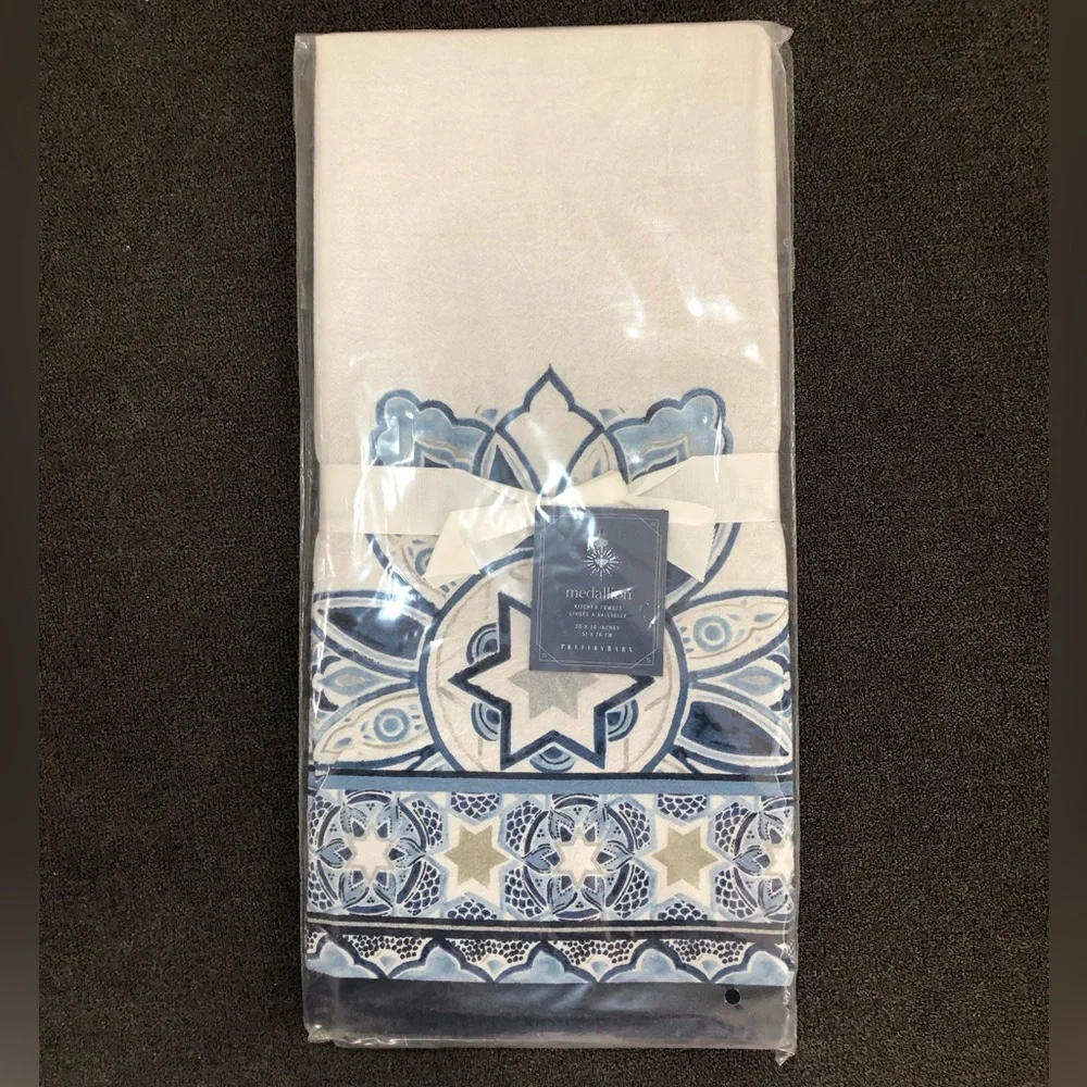 Pottery Barn Hanukkah Medallion Tea Towels - Set of 2